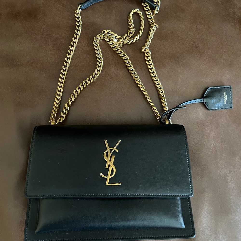 Yves Saint Laurent Black and Gold Crossbody Bag